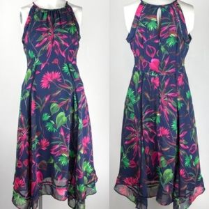 Just Taylor- Midi Dress Floral Navy/Pink/Green